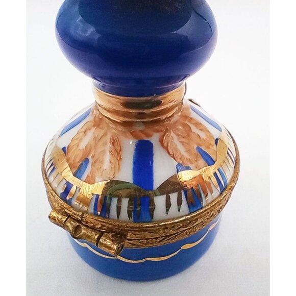 Vintage Limoges Trinket Box Table Lamp Sailboat Porcelain 90s France Signed Flaw - Picture 8 of 16